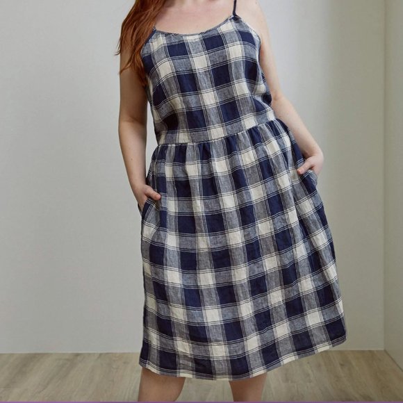 Pyne & Smith Model No.34 Spaghetti Strap Midi Dress (Brighton Plaid) - Picture 1 of 11